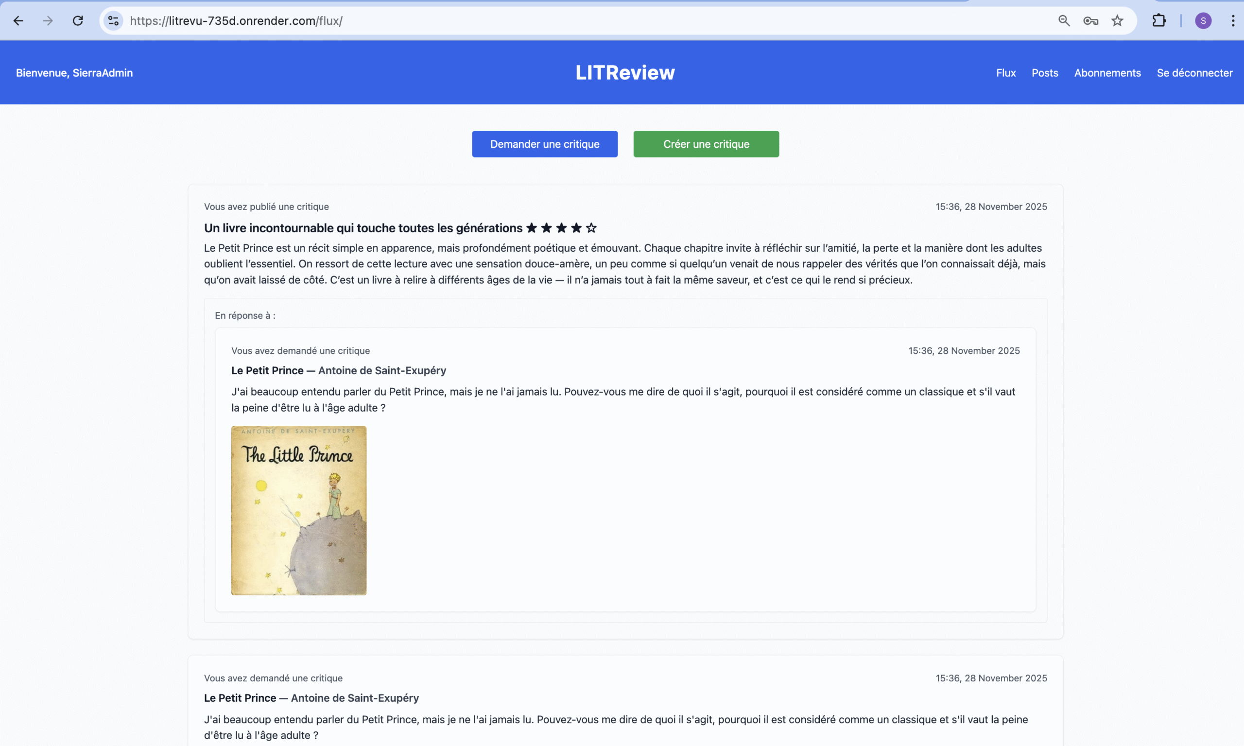 LITRevu – Application web Django de critiques de livres